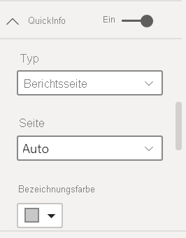 Screenshot: QuickInfo-Dialogfeld „Berichtsseite“