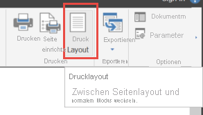 Screenshot of selecting Print Layout.