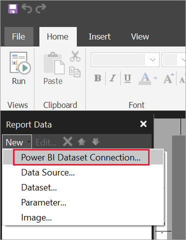 Screenshot eines neuen Datasets im Bereich „Berichtsdaten“