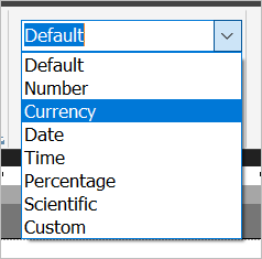 Screenshot der Optionen für das Zahlenformat