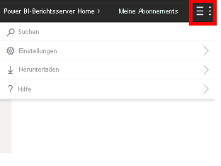 Screenshot des reduzierten Menüs auf einem kleinen Bildschirm.