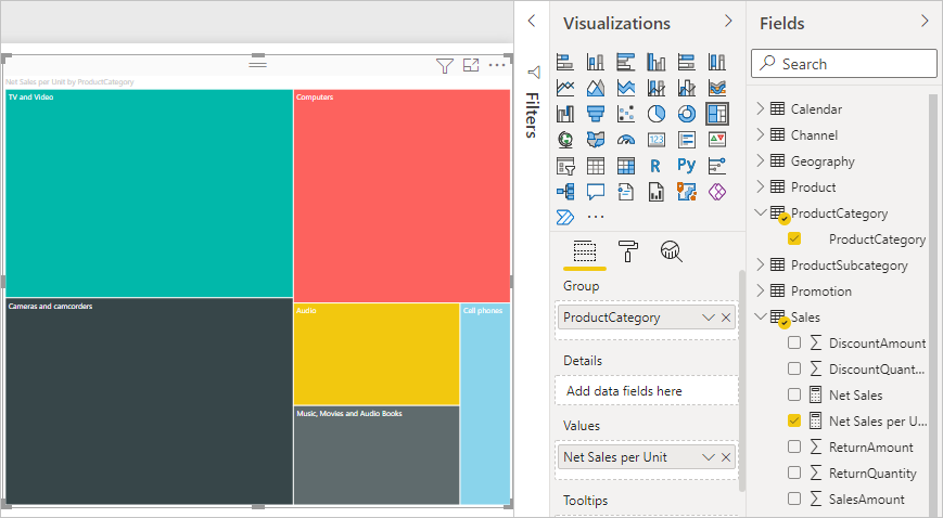 Screenshot: Treemap nach Produktkategorie