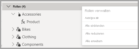 Screenshot des Bereichs „Rollen“ im Modell-Explorer