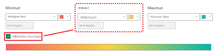 Screenshot, der das Dialogfeld Hintergrundfarbe zeigt, in dem die Option Mitte oder mittlerer Wert für die Konfiguration verfügbar ist.