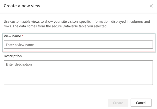Geben Sie einen Namen für die Ansicht ein.