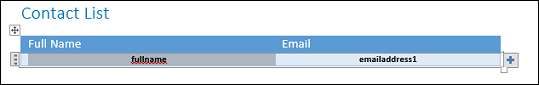 Erstellen einer Tabelle und Hinzufügen von Inhaltssteuerelementfeldern.