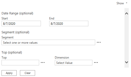 Optionale Eingabeparameter.