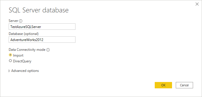 Wählen Sie AzureAzure Synapse Analytics (SQL DW) Verbindung.