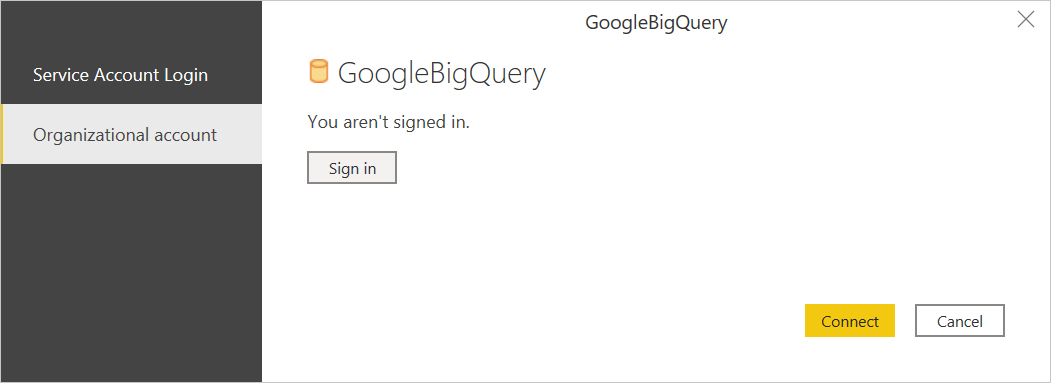 Melden Sie sich bei Google BigQuery an.