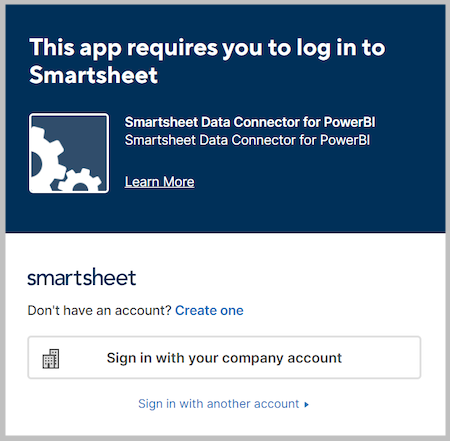 Screenshot des Smartsheet-Fensters, in dem Sie sich bei Smartsheet anmelden können.