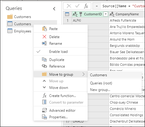 Arbeiten mit Gruppen in Power Query.