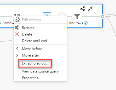 Option Vorherige extrahieren im Kontextmenü der Schrittebene nach einem Rechtsklick auf einen Schritt.