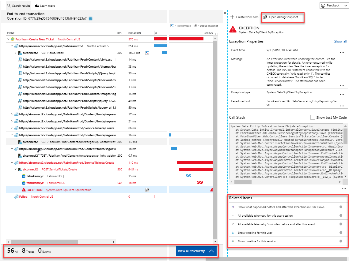 Screenshot der serverseitigen Diagnose