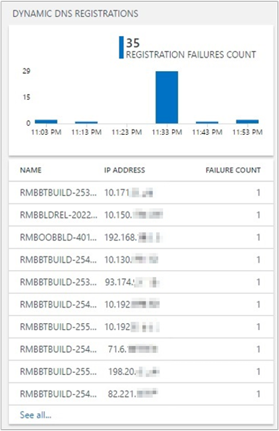 Screenshot: Abschnitt „Dynamische DNS-Registrierungen“