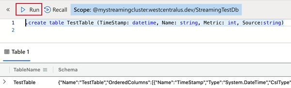 Erstellen einer Tabelle für die Streamingerfassung in Azure Data Explorer