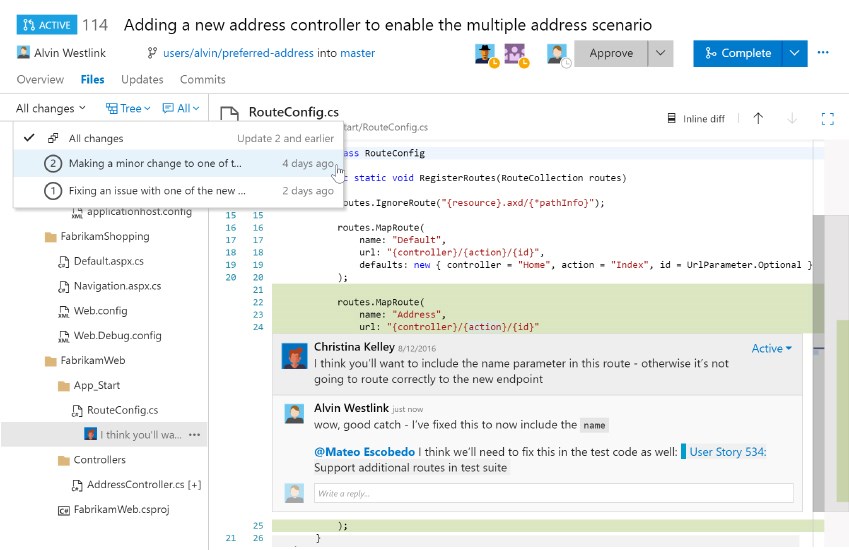 Viewing changes on a pull request