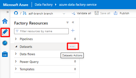 Screenshot: Auswählen des Symbols „Ersteller“ und von Datasetoptionen