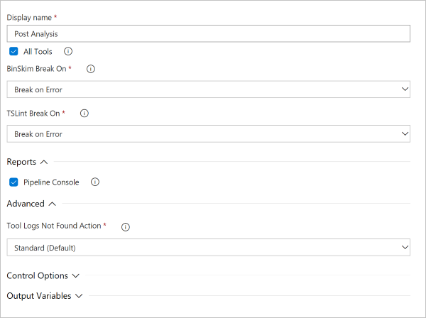 Konfigurieren des Nachanalyse-Buildtasks