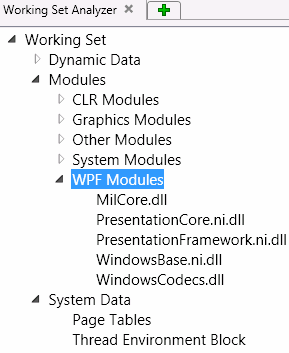 Working Set Viewer-Nutzungskategorien