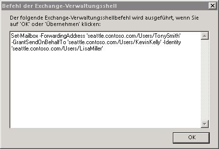 Exchange-Verwaltungsshellbefehl für Eigenschaftenfeld