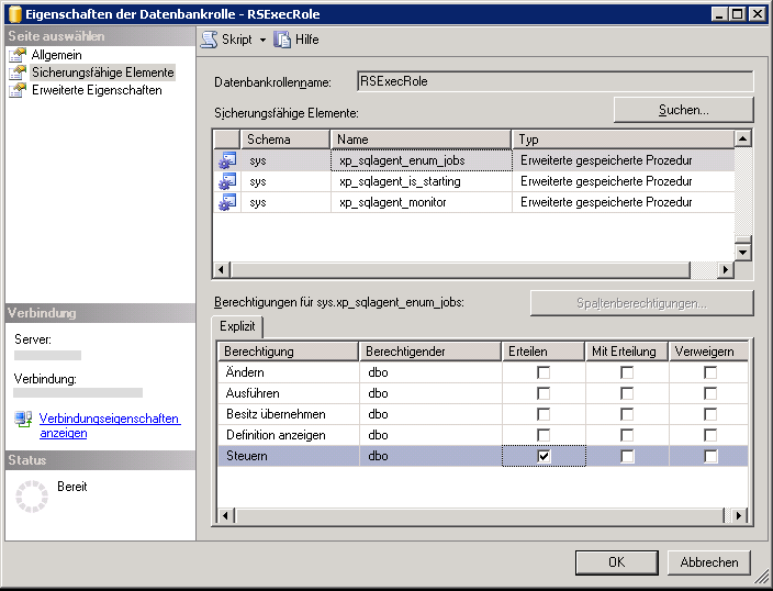 Datenbankrollen-Eigenschaften (Seite)