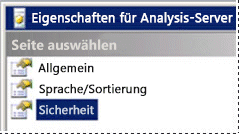 Sicherheitseinstellungen eines SSAS-Servers