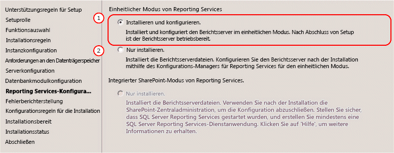 SSRS-Konfiguration im einheitlichen Modus