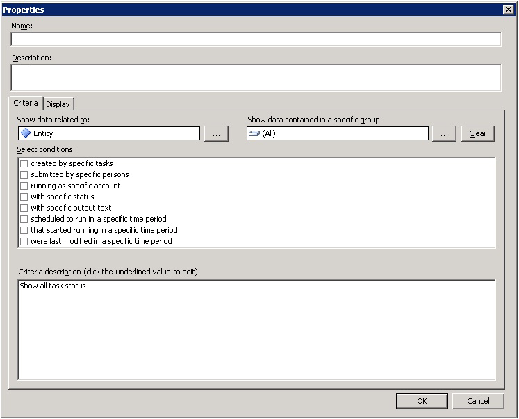 Auswahlfenster für Ansicht „Taskstatus“