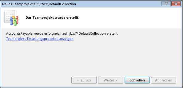 Teamprojekt erfolgreich erstellt