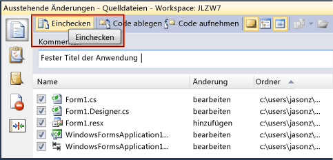 Hinzufügen von Kommentaren zum Eincheckvorgang