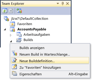 Erstellen einer neuen Builddefinition