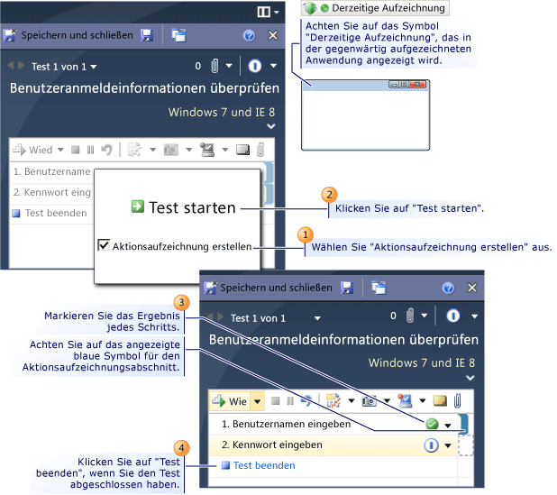 Aktionsaufzeichnung im Testprogramm erstellen