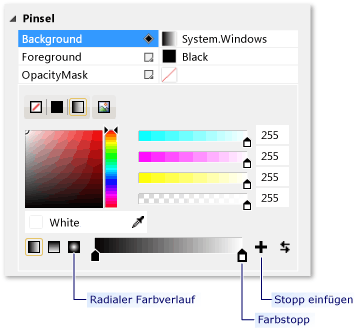 Pinsel-Editor mit Farbverlaufsoptionen