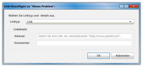 URL für Linkadresse angeben