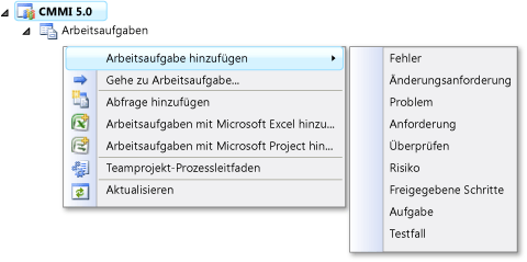 Arbeitsaufgabe durch Rechtsklick auf Arbeitsaufgaben erstellen