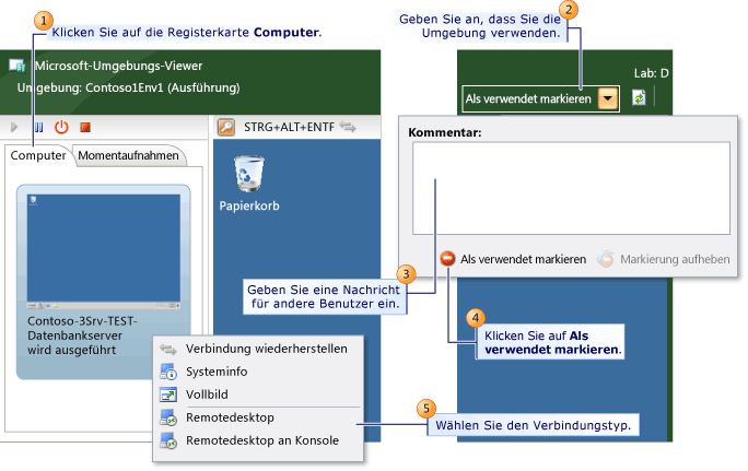 Schritte zum Verbinden mit einer Umgebung