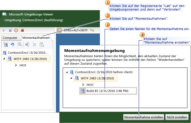 Schritte zum Aufzeichnen einer Momentaufnahme