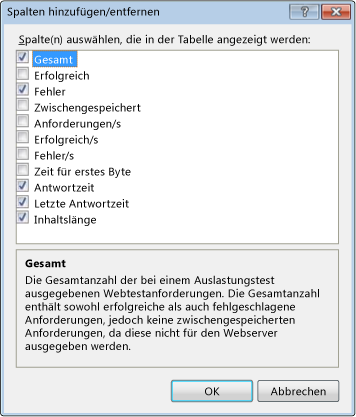 Hinzufügen von Spalten zur Tabelle "Anforderungen"