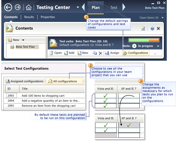 Standardzuweisungen von Testkonfigurationen aktualisieren