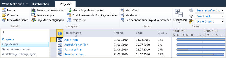 Projektportfolio mit agilen Planaktualisierungen