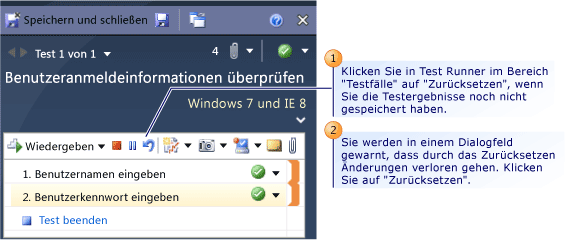 Manuellen Test im Testprogramm zurücksetzen (nicht gespeicherte Ergebnisse)