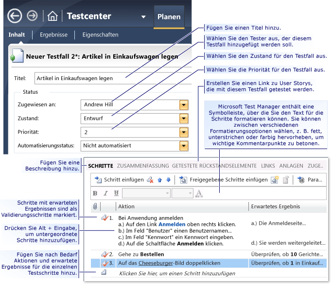 Einen manuellen Testfall erstellen