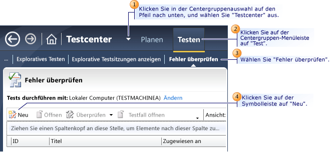 Programmfehler im Microsoft Test-Manager senden