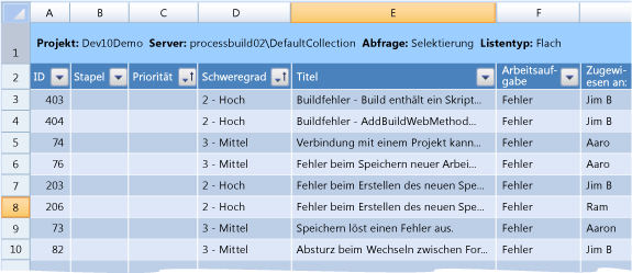 Beispiel für Arbeitsmappe "Selektierung"