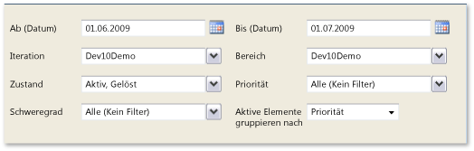 Filter für Fehlerstatus