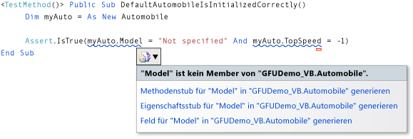 Kontextmenü "Eigenschaft generieren" in Visual Basic