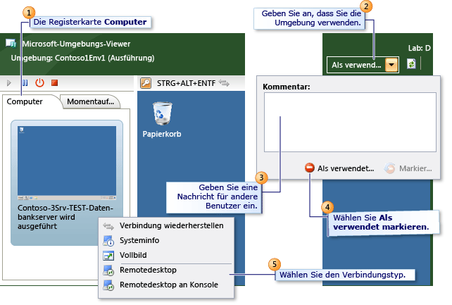 Schritte zum Verbinden mit einer Umgebung