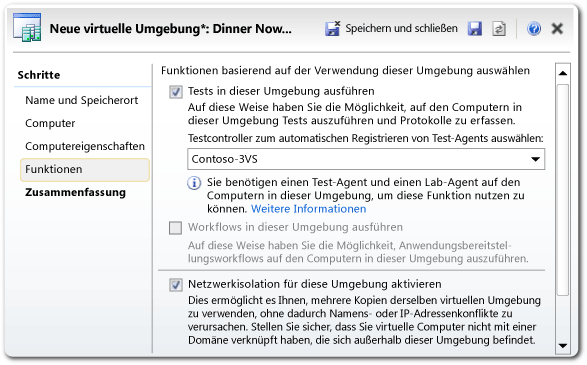 Assistent für Lab-Umgebung – Erweiterungsseite