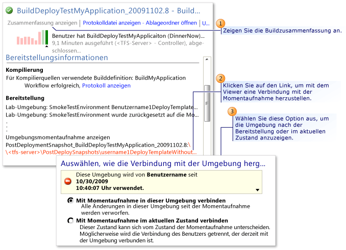 Verbindung mit der Umgebung aus den Buildergebnissen erstellen