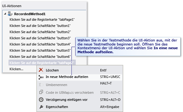 Teilen einer Testmethode